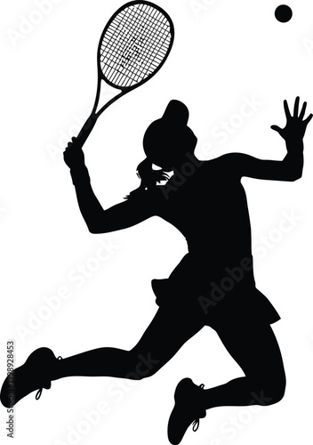 Dynamic tennis silhouette a player in mid air ready to strike the ball