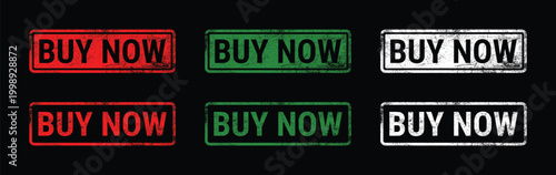 buy now grunge rubber stamp set red green white discount label on black background