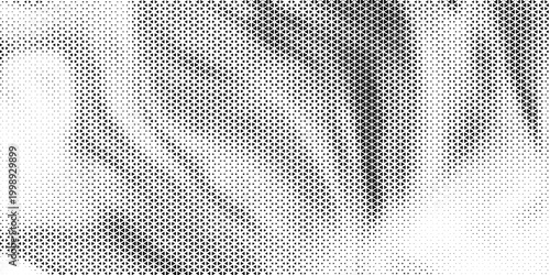 Fading triangle halftone texture gradient pattern. Abstract diagonal geometric background. Tech mosaic triangular halfton gradation. Vector vanishing corner arrow wallpaper for banner, booklet, poster