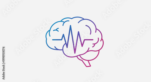 Brainwave EKG Line Icon: Medical Health, Neural Activity, Science, Technology, Healthcare Concept