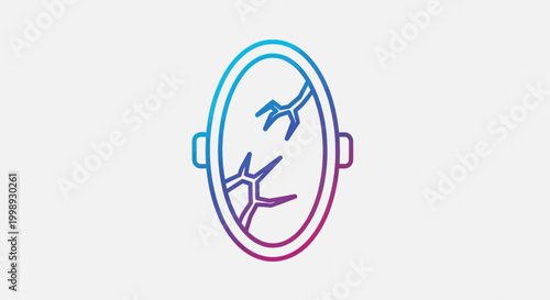 Broken Oval Mirror with Cracks, Symbolizing Bad Luck, Reflection, and Shattered Dreams