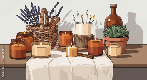 Collection of Scented Candles and Home Decor Accents.