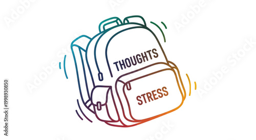 Backpack filled with thoughts and stress, symbolizing mental load and anxiety
