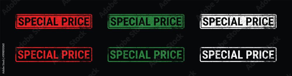 Fototapeta premium special price stamp set grunge badge label red green white promotion vector collection