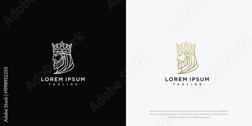 King's Profile Logo Crowned Head with Beard
