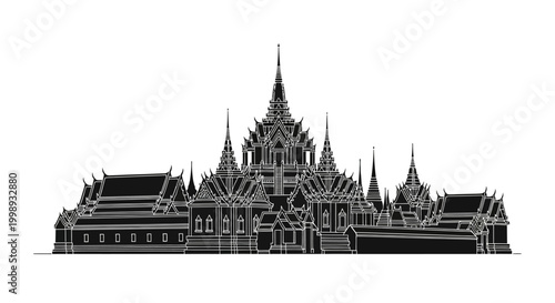 Grand Palace Bangkok Silhouette ? Iconic Thai Architecture Landmark