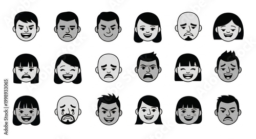 Collection of Diverse Human Faces Expressing Various Emotions.