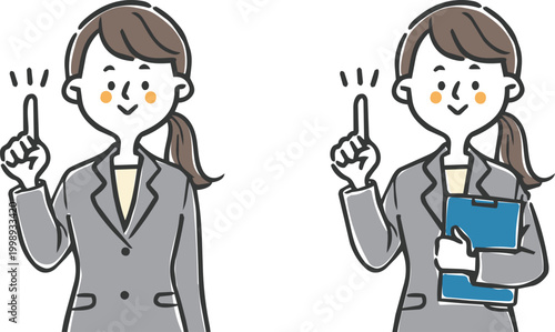 ポイントを説明する女性会社員2　上半身　ベクター