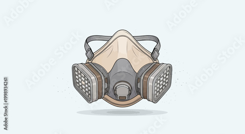 Respirator mask for protection against dust and chemicals, isolated on a light background