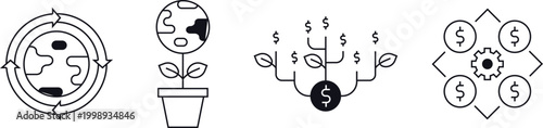 Fényképezés Money Psychology vector icon set. Isolated on white background