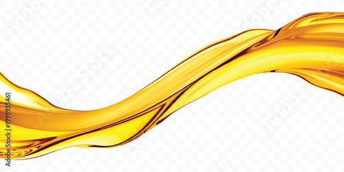 abstract smooth liquid cooking, engine, olive oil and honey splashing with droplets in curve style  isolated on transparent background	