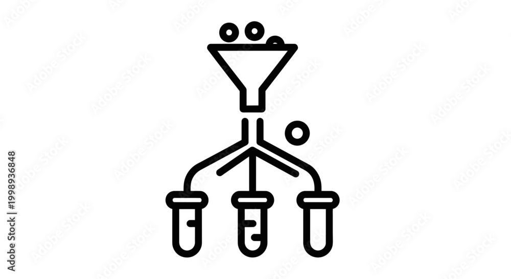 Naklejka premium Laboratory funnel with test tubes, symbolizing scientific research and analysis
