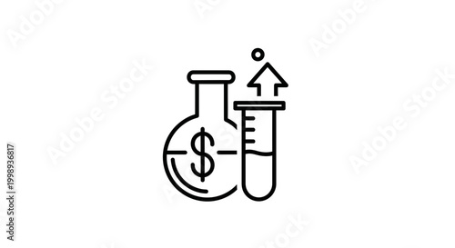 Lab Research Investment Growth Concept: Flask with Dollar Sign and Upward Arrow