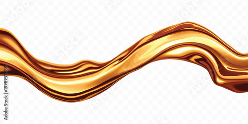 abstract smooth liquid cooking, engine, olive oil and honey splashing with droplets in curve style  isolated on transparent background	