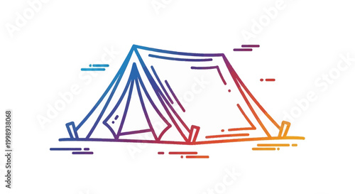 Colorful abstract tent illustration on white background, camping and outdoor adventure concept