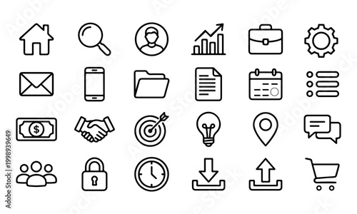 Business and Essential Line Icon Set for Web and Mobile UI