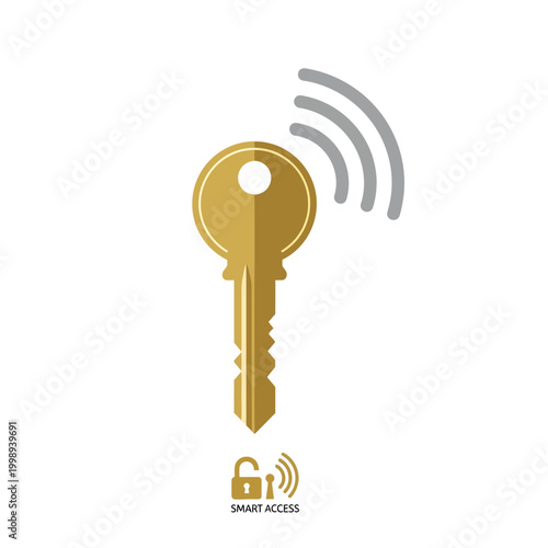 Golden Smart Key with Wireless Signal.