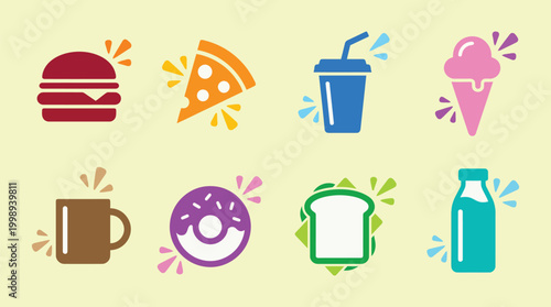 Minimal Food Splash Icon Set Collection