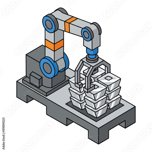 Industrial robotic arm machine assembly.