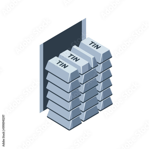 Stack of tin metal bars blocks.