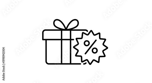 Gift Box with Percentage Discount Icon, Special Offer and Sale Promotion Concept