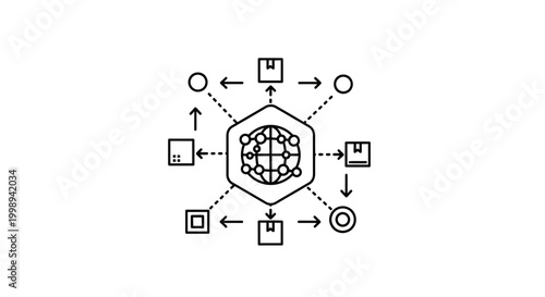 Global Network Logistics and Supply Chain Management Concept Icon