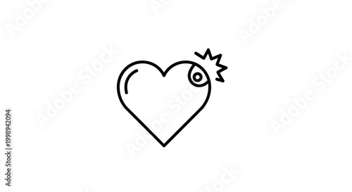 Heart Icon with Sparkle and Eye Symbol, Love and Vision Concept
