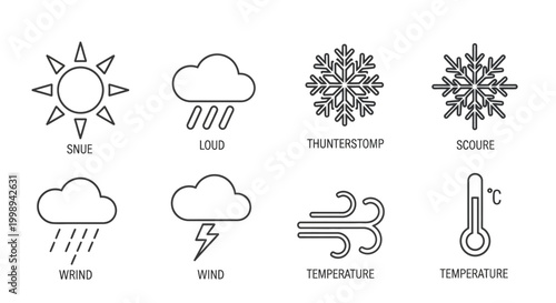 Weather icons for temperature forecast.