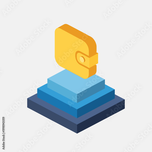 Golden Credit Card on Blue Base.