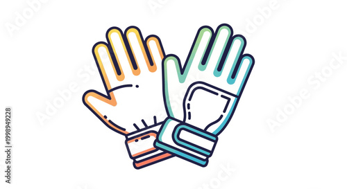 Pair of colorful winter gloves, isolated on white background, illustration