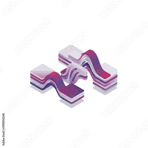 Colorful 3D Wavy Purple Pink Blocks.
