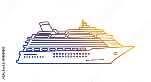Luxury Cruise Ship Illustration with Gradient Colors