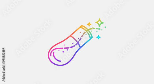 Magical Rainbow Capsule with Sparkles and Stars - Vector Illustration