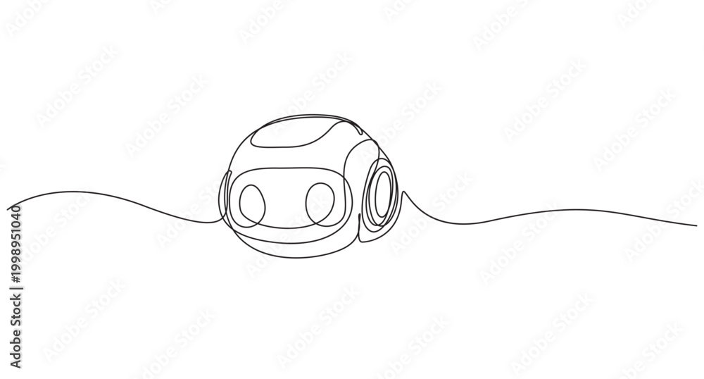 Obraz premium Cute Robotic Head Continuous One Line Drawing Vector, Minimal Robot Face Illustration,Robotic head animation continuous one line drawing,