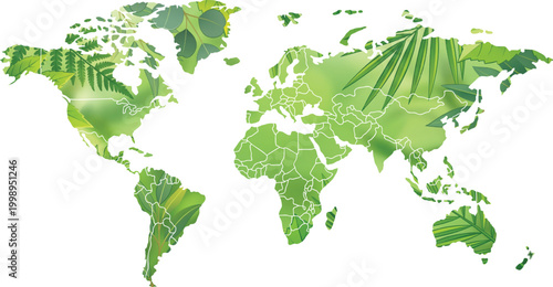 premium Green Earth Map, Nature World Map, Global Ecology, Sustainable Planet, Eco-Friendly Globe vector illustration