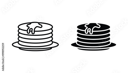 Delicious stack of fluffy pancakes with syrup icon vector illustration perfect for breakfast and dessert menus