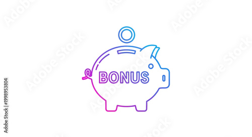 Piggy Bank with Bonus Text and Coin, Financial Savings Concept