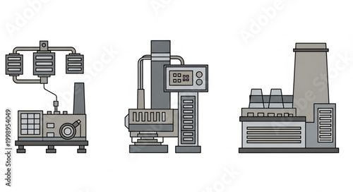 Industrial factory machinery and equipment illustration.