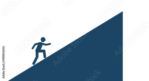 Foto Person climbing up steep slope.