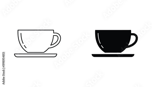 Simple coffee cup and saucer icon representing hot beverages and cafe culture vector illustration