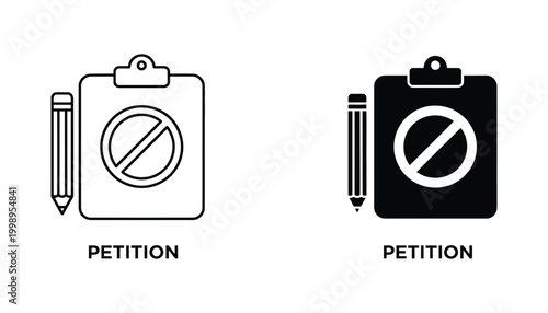 Petition rejected or denied vector icon representing protest refusal and official disapproval of a document
