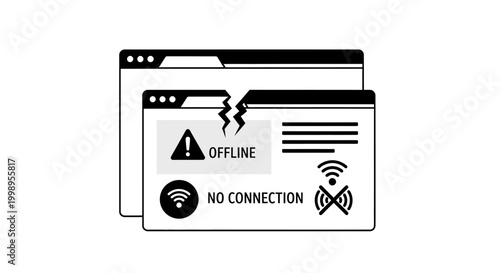 Offline browser window with no internet connection error.
