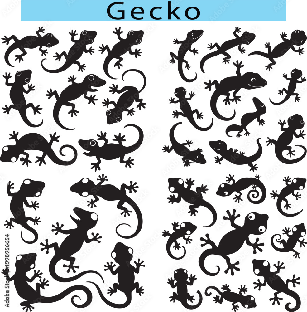Obraz premium Simple Gecko vector illustration, Gecko silhouette in white background
