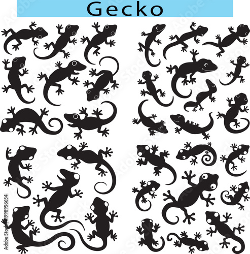 Simple Gecko vector illustration, Gecko silhouette in white background