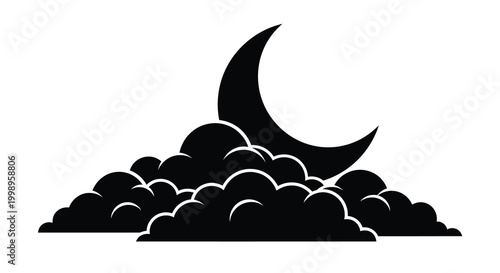 crescent moon above clouds silhouette high quality professional detailed modern elegant stylish clean crisp vibrant colorful digital creative innovative contemporary premium stunning impressive