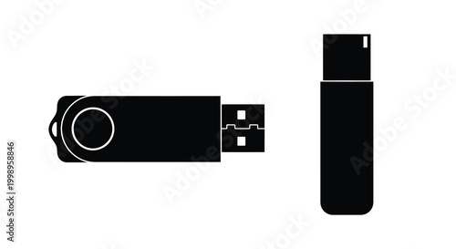 usb flash drive silhouette in black and white design high quality professional detailed modern elegant stylish clean crisp vibrant colorful digital creative innovative