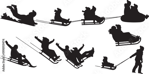 Family activities illustration set, parents and children playing, learning, exercising, spending quality time together, modern flat style parenting and lifestyle artwork