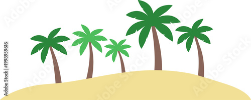 Minimalist Tropical Palm Trees on Sand Beach Island Illustration