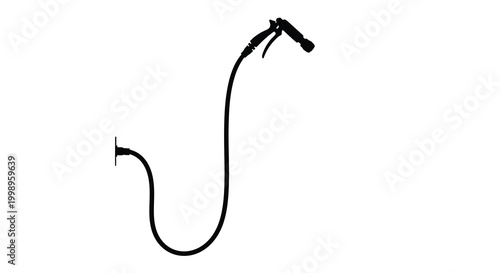 Gas pump nozzle and hose silhouette against a white background a flat design illustration silhouette high quality professional detailed modern elegant stylish clean