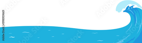 Powerful Ocean Wave Curling Vector Illustration